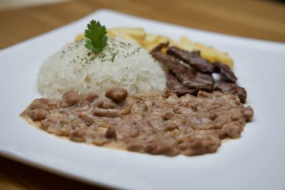 Close-up of food in plate on table