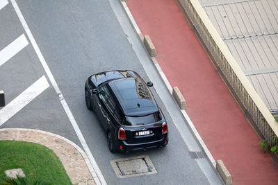 High angle view of vehicles on road