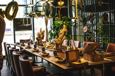 Chairs and tables in restaurant