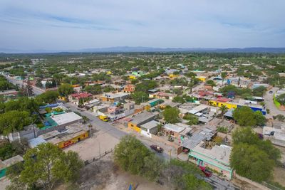 High angle view of townscape against sky