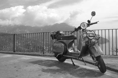 View of motorcycle against cloudy sky