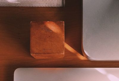 High angle view of bread on table