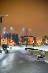 City street during winter at night