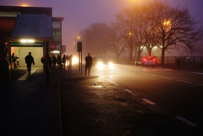 Illuminated street light at night