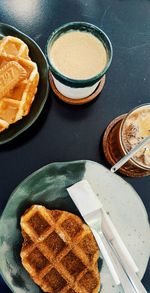 High angle view of food on table