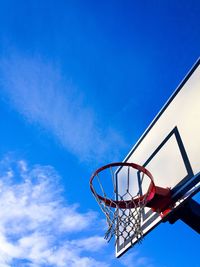 Low angle view of basketball hoop against sky