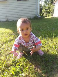 Cute girl on field