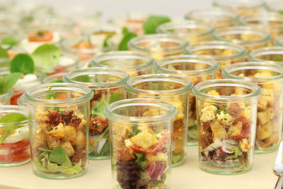 Close-up of food in glass on table