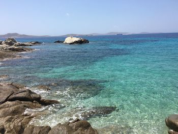 Scenic view of sea against clear sky