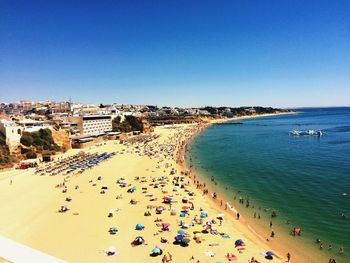 High angle view of people on beach