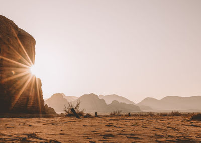 Scenic view of mountains against sky during sunset