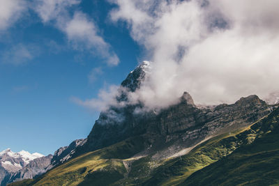 Scenic view of mountains against sky during winter