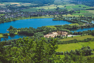 High angle view of trees and landscape