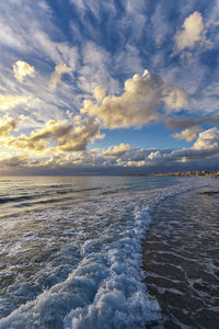 Scenic view of sea against sky during sunset