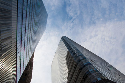 Directly below shot of glass building