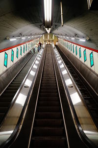 Low angle view of escalator at subway station