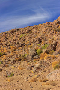 Scenic view of rocky mountains against sky
