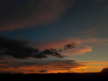 Low angle view of dramatic sky during sunset