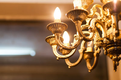 Low angle view of illuminated lanterns hanging