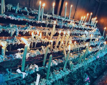 Close-up of illuminated candles