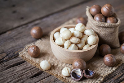 High angle view of eggs on table