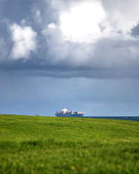 Scenic view of field against sky