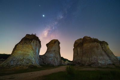 Rock formations at night