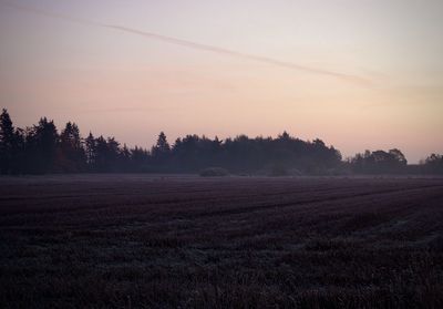 Scenic view of field against sky during sunset