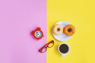 Directly above shot of coffee cup on table