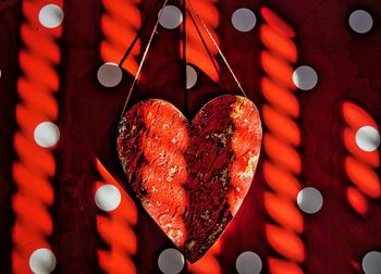 High angle view of heart shape on table