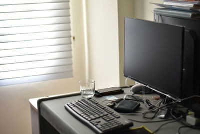 Close-up of laptop on table