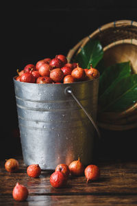 Close-up of vietnamese figs in bucket