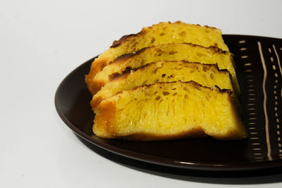 High angle view of bread in plate