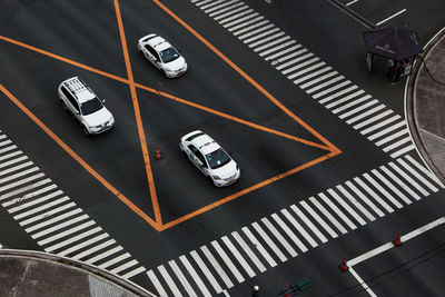 High angle view of car on road in city