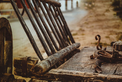 Close-up of old metal gate