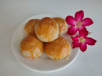 High angle view of food on table