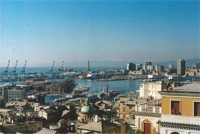 View of cityscape against clear sky