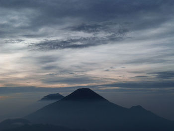 Night view towards the night on the prau mountain, dieng