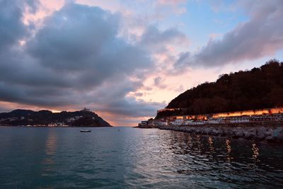 Scenic view of sea against sky at sunset