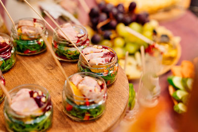 High angle view of food on table