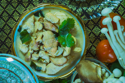 High angle view of fruit salad in bowl