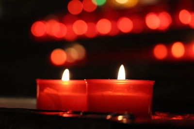 Close-up of illuminated candles