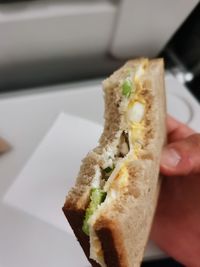 Close-up of hand holding burger