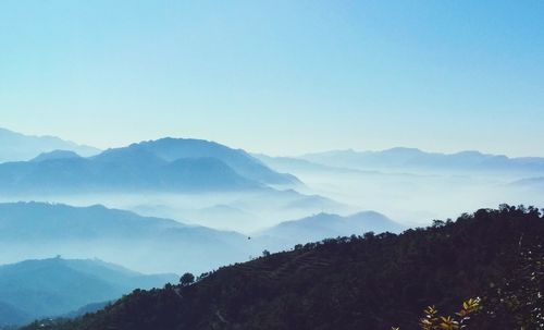 Scenic view of mountains against clear sky