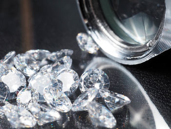 Close-up of water drops on glass container