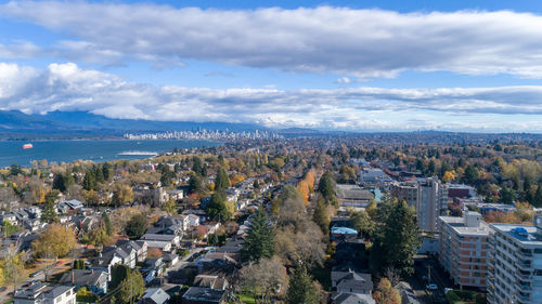 High angle view of townscape against sky