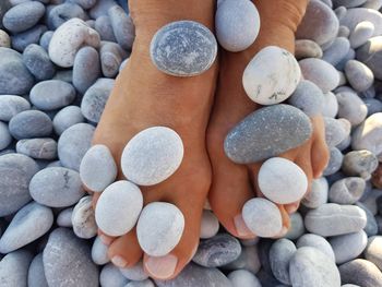 High angle view of stones