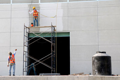 People working at construction site