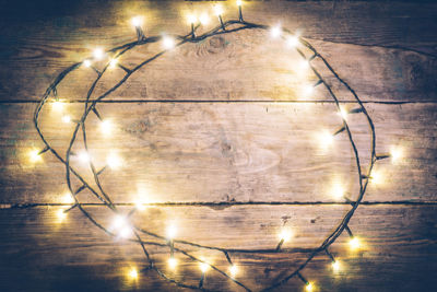 High angle view of illuminated lights on floor at night