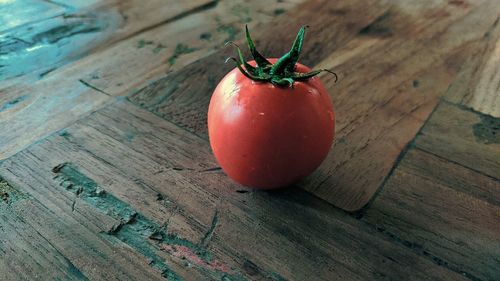 High angle view of tomatoes on table